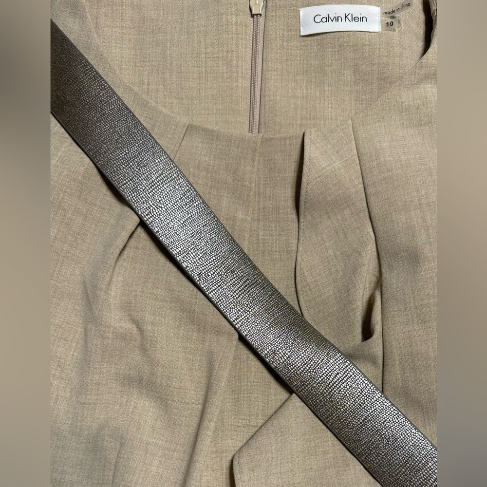 Calvin Klein Tan Ruffle Sheath Dress - Picture 5 of 6